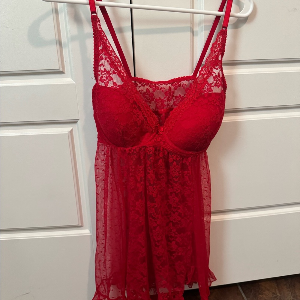 Elegant Red Lace Babydoll Lingerie